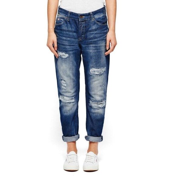 Maison Scotch L'Adorable Distressed Sky Boyfriend Jeans Indigo Women's 25 - Picture 14 of 14